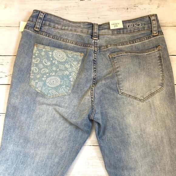 Women’s Grace In La Easy Fit Denim Flare Leg Jeans Pants Size 29 - Picture 7 of 8